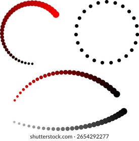 concentrated circles of red, black and gray, halftone, vector