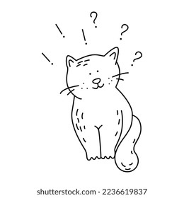 Concentrated inquisitive cat. Vector illustration. Happy Mew Year for Cats Day

