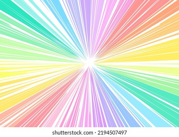 Concentrated line background like a rainbow flash.