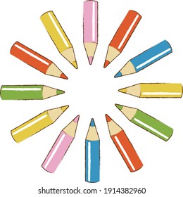 Concentrated line frame made with colored pencils