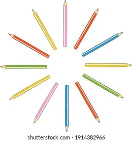 Concentrated line frame made with colored pencils