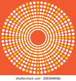 Concentrated line (orange) made of hexagonal figures