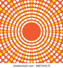 Concentrated line (orange) made of hexagonal figures