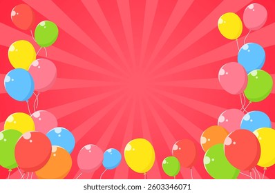 Concentrated line Sunburst Balloon Background illustration red