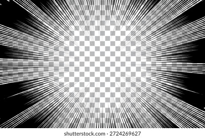 Líneas concentradas en estilo manga cómico. Material de fondo. Ilustración vectorial.