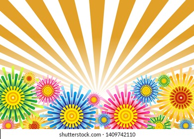 concentrated linework, colorful floral pattern, copy space, message space, advertising material for fun party