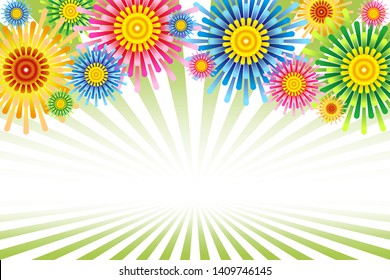 concentrated linework, colorful floral pattern, copy space, message space, advertising material for fun party