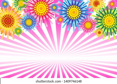 concentrated linework, colorful floral pattern, copy space, message space, advertising material for fun party