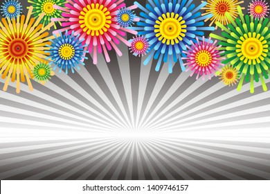 concentrated linework, colorful floral pattern, copy space, message space, advertising material for fun party