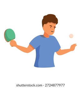 Jogador de ping pong concentrado se preparando para servir a bola