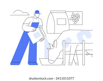 Concentrates isolated cartoon vector illustrations. Group of livestock eating concentrates together, agribusiness industry, agricultural input sector, feeds for cows vector cartoon.