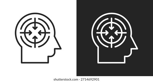 Icono De Concentración En Estilo De Línea Blanco Y Negro