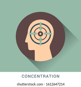 Concentration icon concept with human head