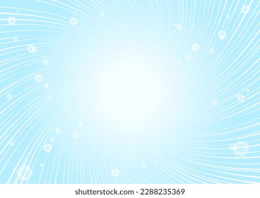 Líneas de concentración de curvas giratorias y reflexiones de luz, azul celeste