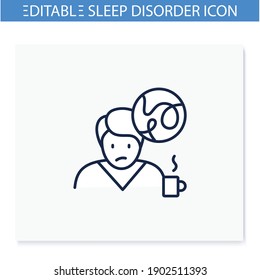 Concentration loss line icon. Sleep disorder, stress symptom. Healthy sleeping concept. Mental problems treatment. Behaviour. Health care. Isolated vector illustration. Editable stroke 