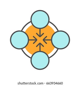 Concentration symbol color icon. Teamwork abstract metaphor. Isolated vector illustration
