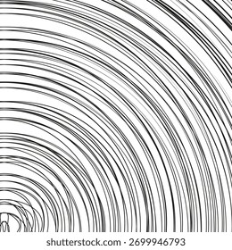 Konzentrisches Bogenmuster. Abstraktes Kurvenelement. Geometrisches Vektor-Shape. Schwarz-weißes Design.