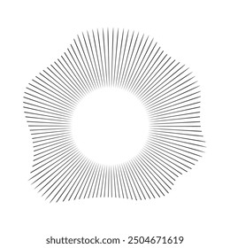 Concentric audio rhythm line radial circle sound wave dynamic set. Radial signal, pulse or vibration element. Depicting audio music.