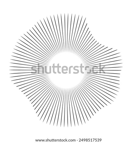 Concentric audio rhythm line radial circle sound wave dynamic set. Radial signal, pulse or vibration element. Depicting audio music.