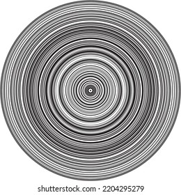 Concentric black and white circles creating strict geometrical pattern