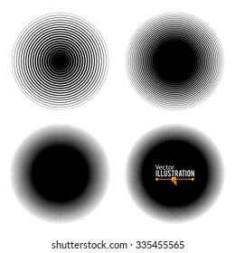 Concentric Circle Background. Abstract Circle Banner. Black and White Graphics. Vector Illustration.