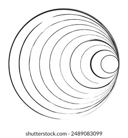 Concentric circle design. Abstract spiral form. Vector geometric pattern. Minimalist line art.