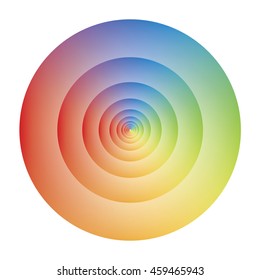 Concentric Circle Design Filled with Blue Green Yellow Orange Red Purple Rainbow Gradient Mesh Masked by White