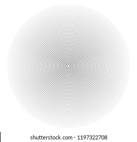 Élément de cercle concentré. Sonnerie en noir et blanc. Illustration vectorielle abstraite pour onde sonore, graphique Monochrome.