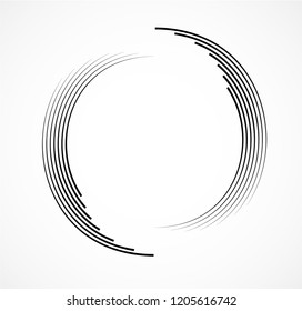 Concentric circle element. Black and white color ring. Abstract  vector illustration for sound wave, Monochrome graphic.