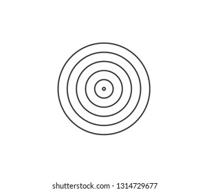Concentric circle element. Black and white color ring. Abstract  vector illustration for sound wave, Monochrome graphic.