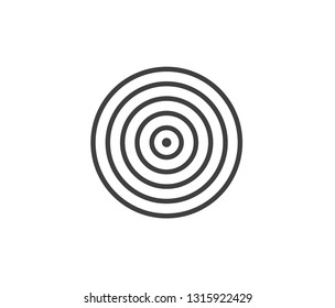 Concentric circle element. Black and white color ring. Abstract  vector illustration for sound wave, Monochrome graphic.