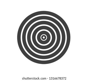 Concentric circle element. Black and white color ring. Abstract  vector illustration for sound wave, Monochrome graphic.