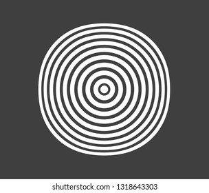Concentric circle element. Black and white color ring. Abstract  vector illustration for sound wave, Monochrome graphic.