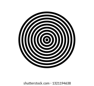 Concentric circle element. Black and white color ring. Abstract  vector illustration for sound wave, Monochrome graphic.