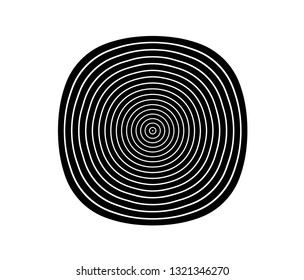Concentric circle element. Black and white color ring. Abstract  vector illustration for sound wave, Monochrome graphic.