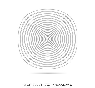 Concentric circle element. Black and white color ring. Abstract  vector illustration for sound wave, Monochrome graphic.