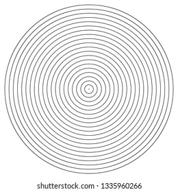 Concentric circle element. Black and white color ring. Abstract vector illustration for sound wave, Monochrome graphic.