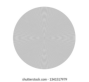 Concentric circle element. Black and white color ring. Abstract  vector illustration for sound wave, Monochrome graphic.