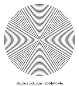 Concentric circle element. Black and white color ring. Abstract vector illustration for sound wave, Monochrome graphic.