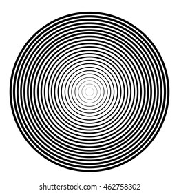 Concentric circle element. Black and white color ring. Vector illustration for sound wave on a white background. 