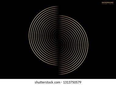 Concentric circle element. Gold luxurious color ring. Abstract  vector illustration for sound wave, golden graphic, Modern decoration for websites, posters, banners, template EPS10 vector
