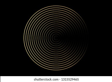 Concentric circle element. Gold luxurious color ring. Abstract  vector illustration for sound wave, golden graphic, Modern decoration for websites, posters, banners, template EPS10 vector