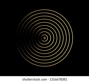 Concentric circle element. Gold luxurious color ring. Abstract  vector illustration for sound wave, golden graphic, Modern decoration for websites, posters, banners, template EPS10 vector