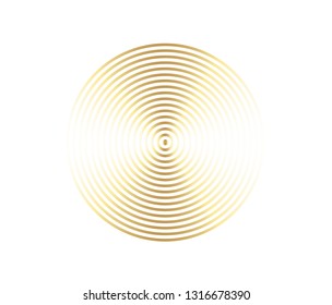 Concentric circle element. Gold luxurious color ring. Abstract  vector illustration for sound wave, golden graphic, Modern decoration for websites, posters, banners, template EPS10 vector