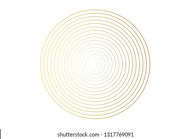 Concentric circle element. Gold luxurious color ring. Abstract  vector illustration for sound wave, golden graphic, Modern decoration for websites, posters, banners, template EPS10 vector