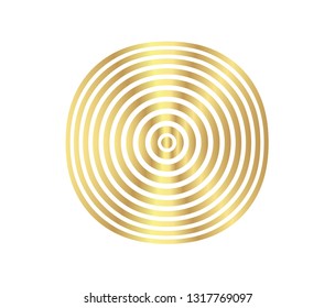 Concentric circle element. Gold luxurious color ring. Abstract  vector illustration for sound wave, golden graphic, Modern decoration for websites, posters, banners, template EPS10 vector