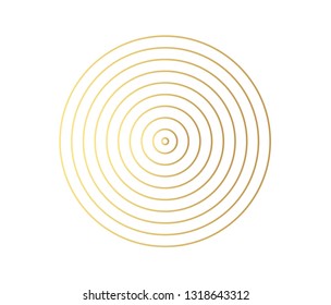 Concentric circle element. Gold luxurious color ring. Abstract  vector illustration for sound wave, golden graphic, Modern decoration for websites, posters, banners, template EPS10 vector