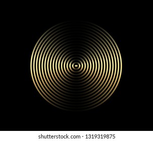 Concentric circle element. Gold luxurious color ring. Abstract  vector illustration for sound wave, golden graphic, Modern decoration for websites, posters, banners, template EPS10 vector