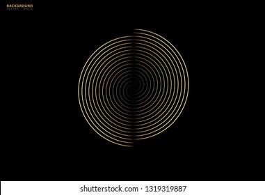Concentric circle element. Gold luxurious color ring. Abstract  vector illustration for sound wave, golden graphic, Modern decoration for websites, posters, banners, template EPS10 vector