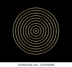 Concentric circle element. Gold luxurious color ring. Abstract  vector illustration for sound wave, golden graphic, Modern decoration for websites, posters, banners, template EPS10 vector